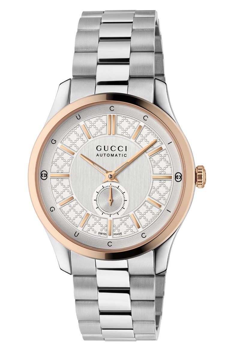 G-Timeless Slim Two-Tone Automatic Bracelet Watch, 40mm, Main, color, SILVER