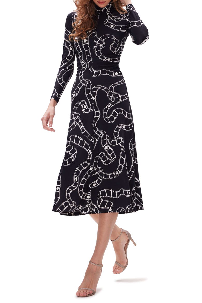 Briony Film Print Long Sleeve Dress, Alternate, color, MOVIE CHAIN