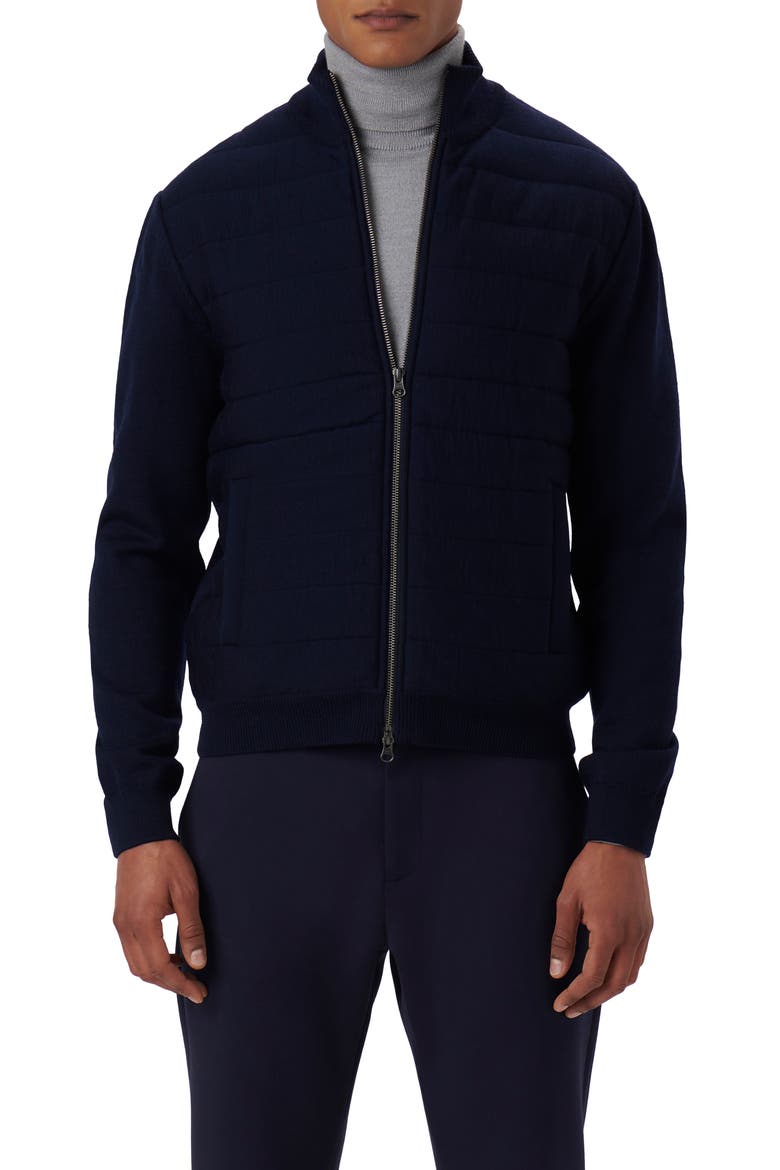 Mock Neck Zip Sweater, Main, color, NAVY