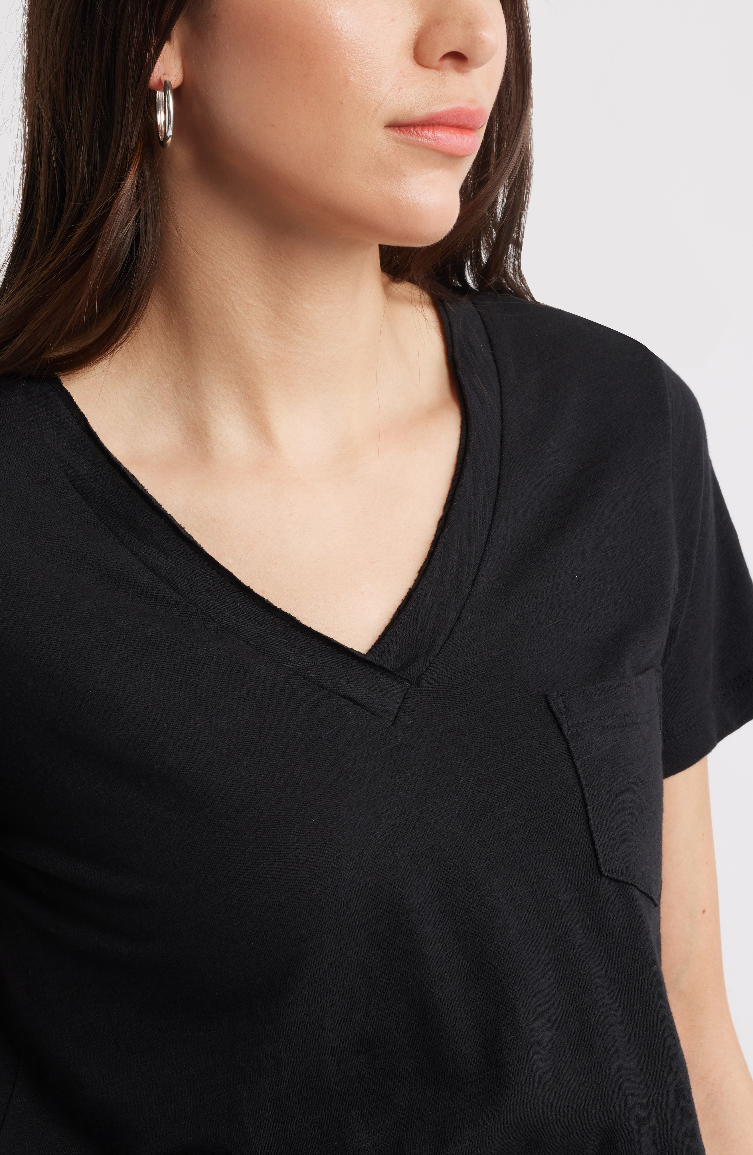 Женские Caslon® Cotton & Modal V-Neck T-Shirt — фото 5
