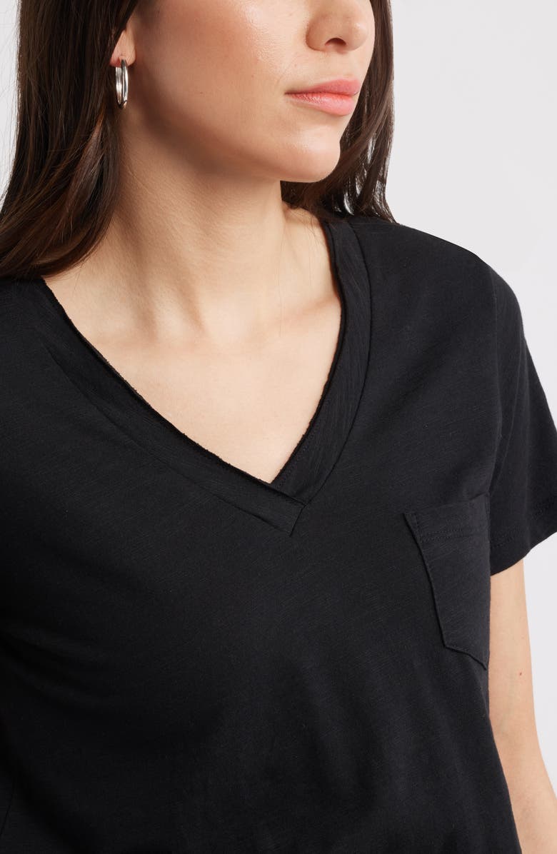 Caslon<sup>®</sup> Cotton & Modal V-Neck T-Shirt, Alternate, color, Black