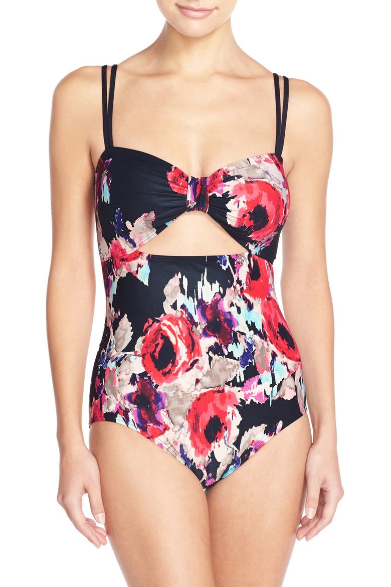 peep hole one-piece swimsuit, Main, color, RICH NAVY