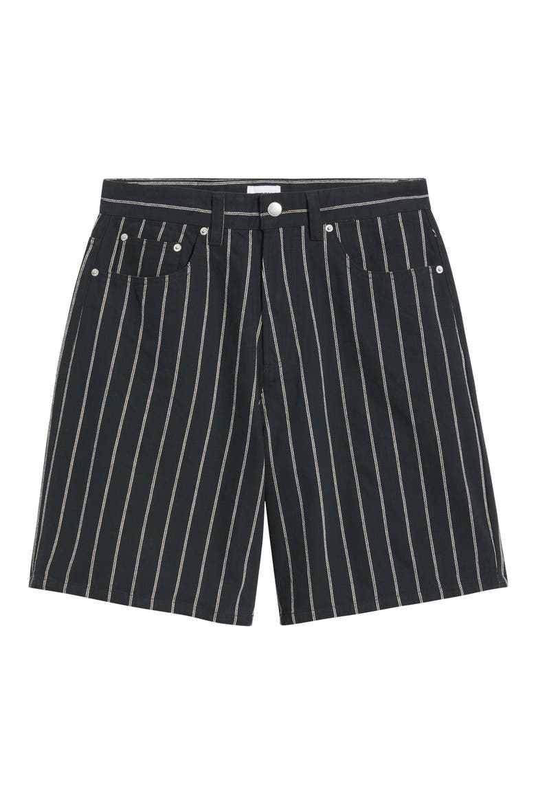 Stripe Baggy Denim Shorts, Alternate, color, BLACK MULTI