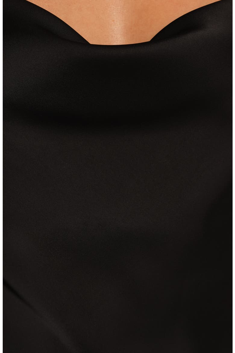 Reyna Off the Shoulder Satin Maxi Dress, Alternate, color, BLACK
