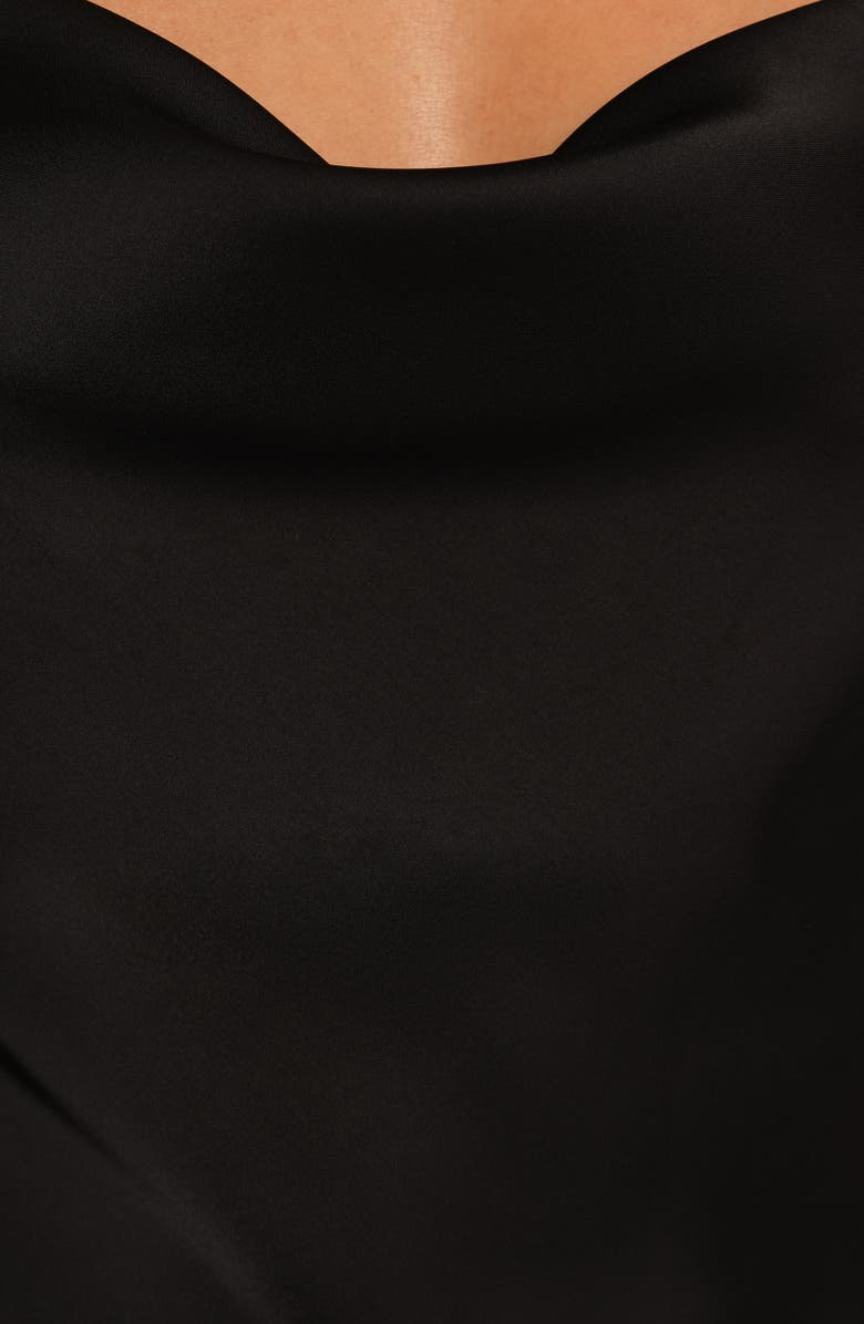 Petal & Pup Reyna Off the Shoulder Satin Maxi Dress, Alternate, color, Black