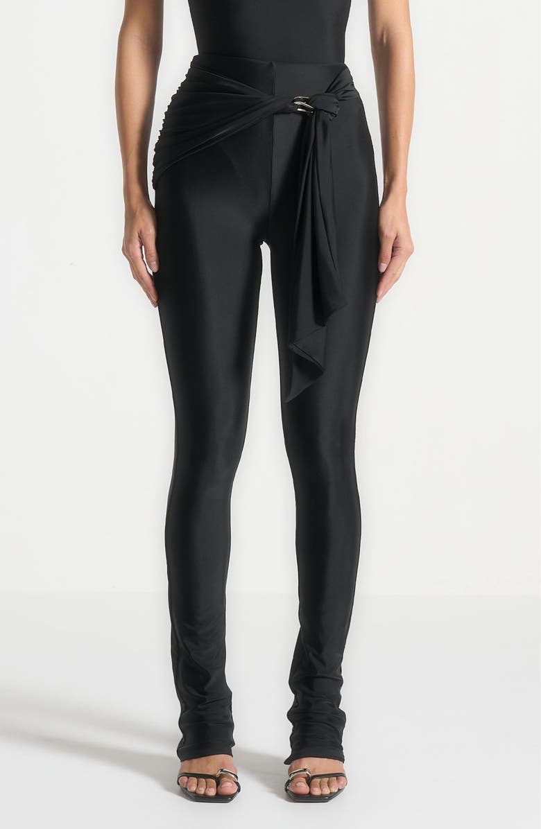 Manière De Voir Draped Hardware Detail Leggings, Alternate, color, 