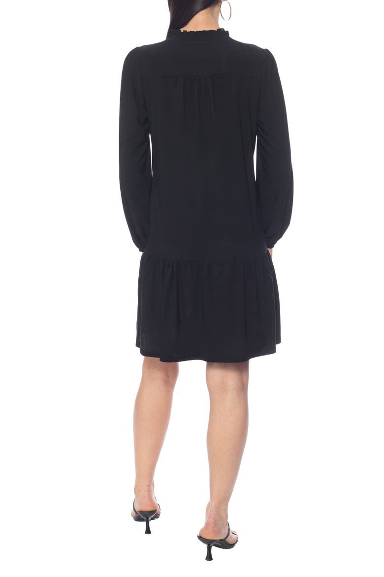 Flounce Long Sleeve Dress, Alternate, color, BLACK
