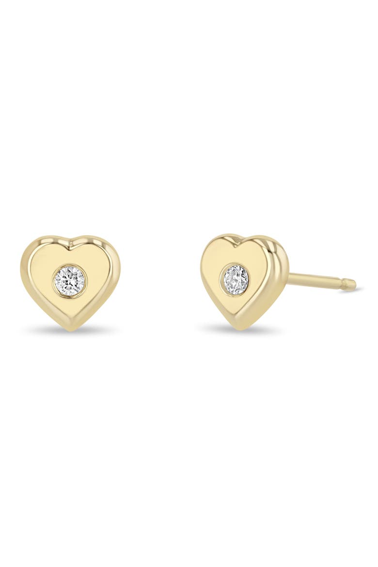 Diamond Heart Stud Earrings, Main, color, YELLOW GOLD