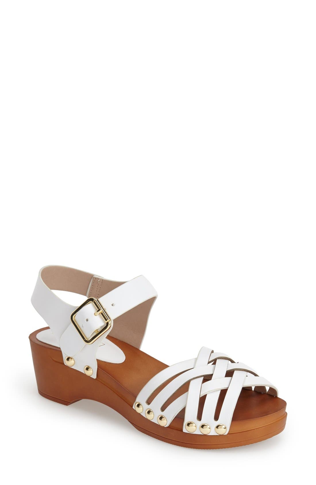 Clog Wedge Sandal, Main, color, WHITE
