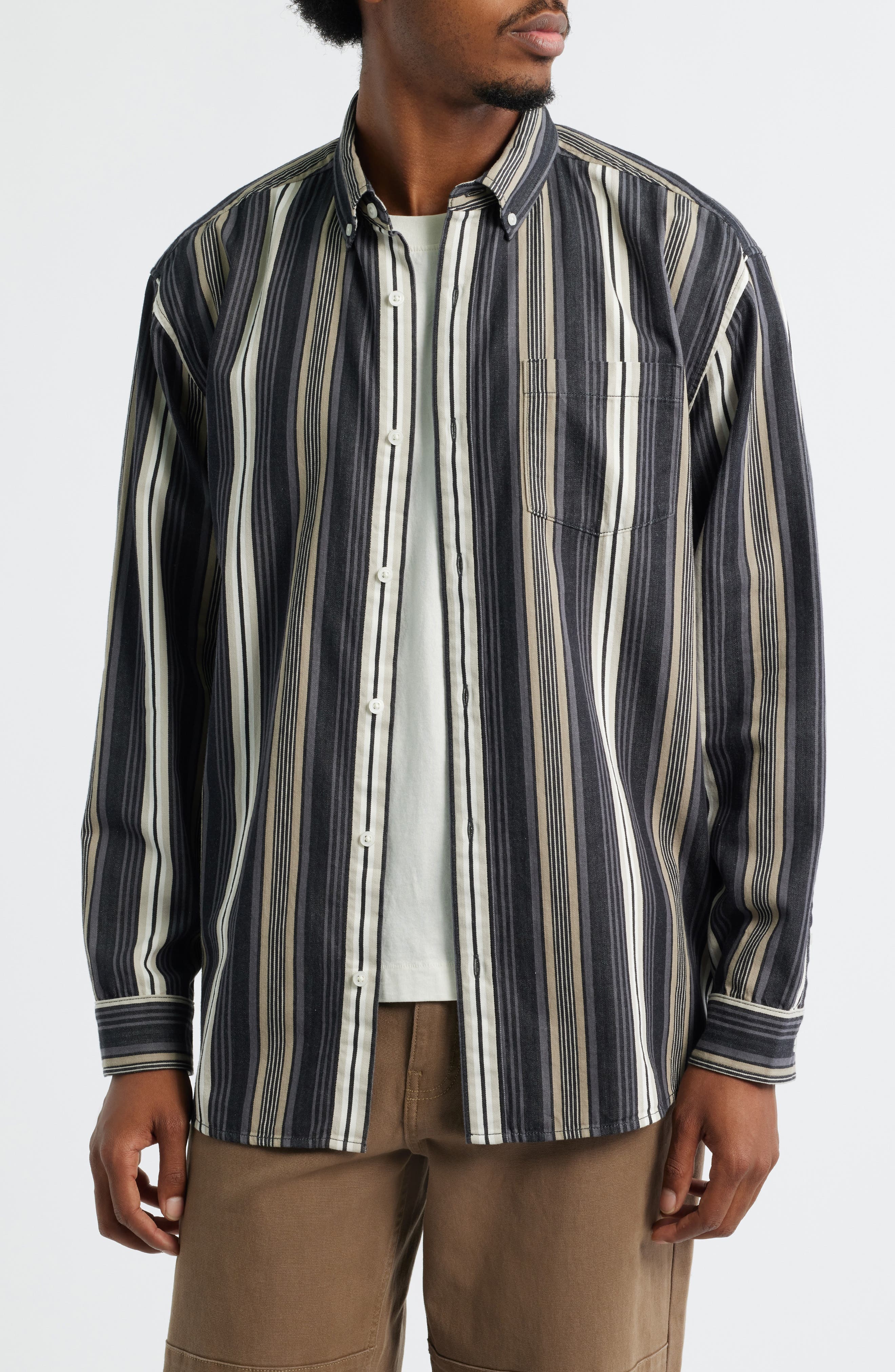 BP. Stripe Cotton Button-Down Shirt