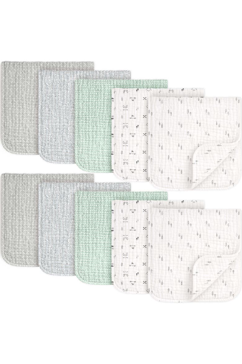 10-Pack Lyra Muslin Burp Cloths, Main, color, Nordic