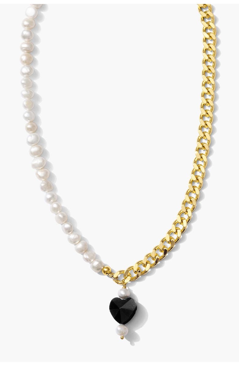 Joey Baby Baroque Freshwater Pearl Heart Chain Necklace, Main, color, Metallic Gold
