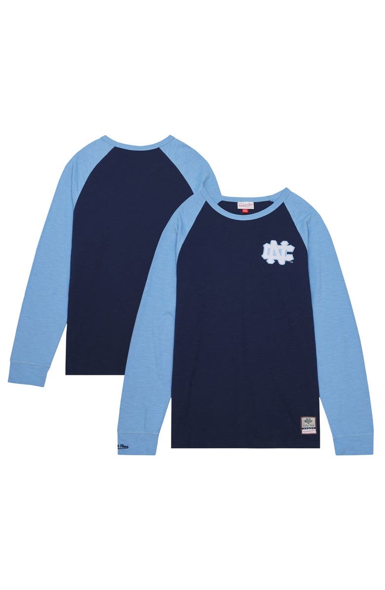 Mitchell & Ness Men's Mitchell & Ness Navy North Carolina Tar Heels Legendary Slub Raglan Long Sleeve T-Shirt, Main, color, Navy