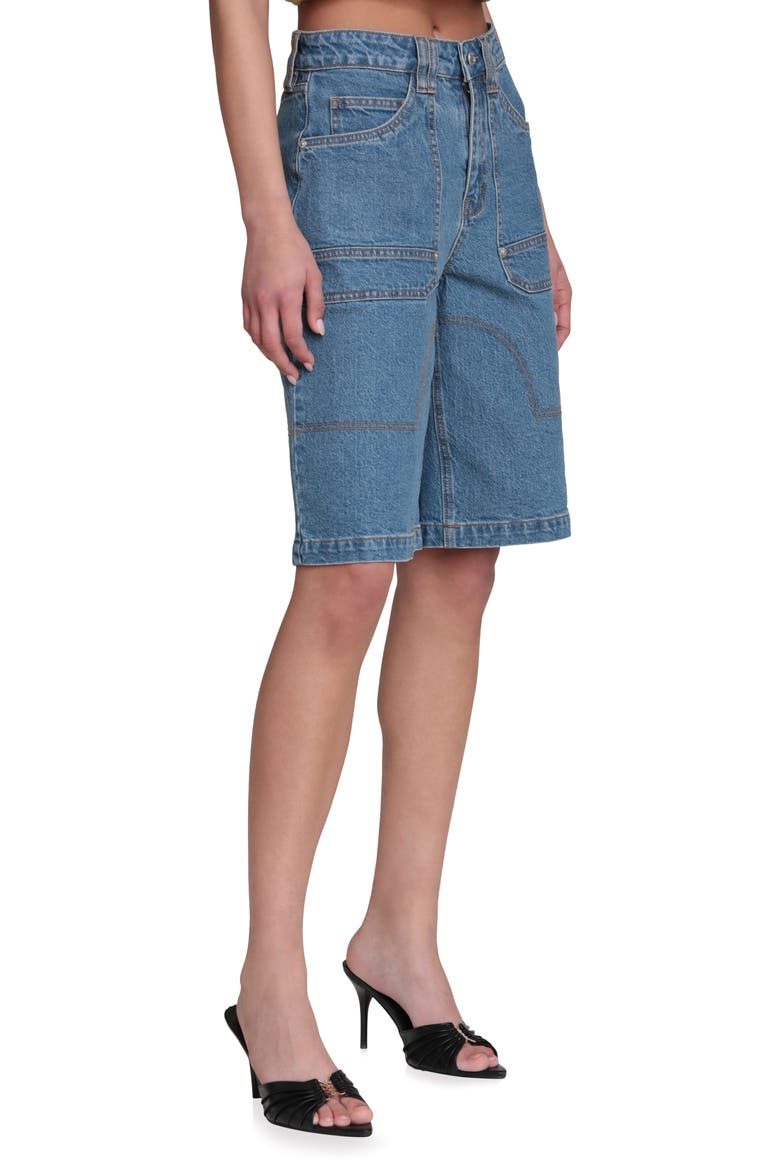 Stretch Denim Wide Leg Bermuda Shorts, Alternate, color, BASILICA WASH