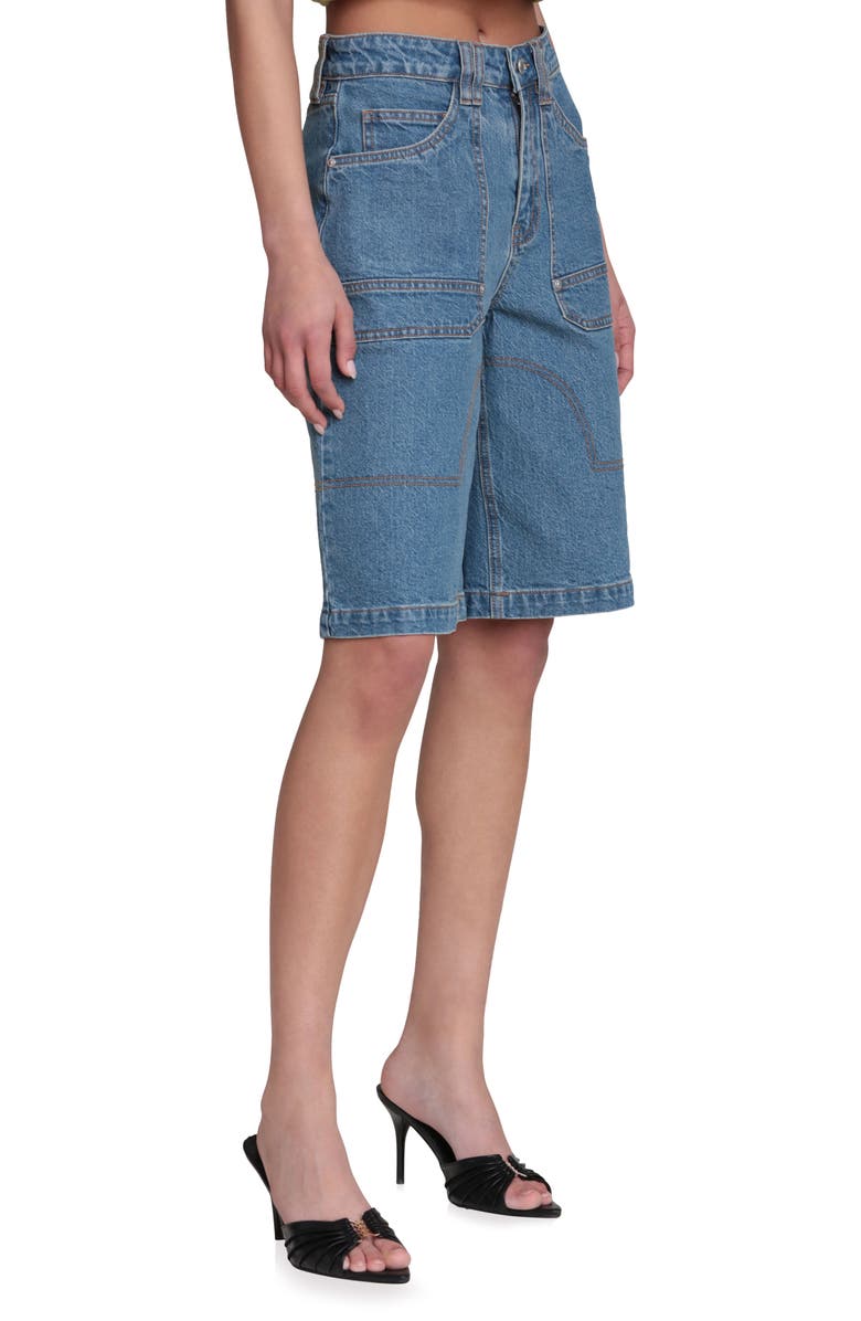Avec Les Filles Stretch Denim Wide Leg Bermuda Shorts, Alternate, color, Basilica Wash