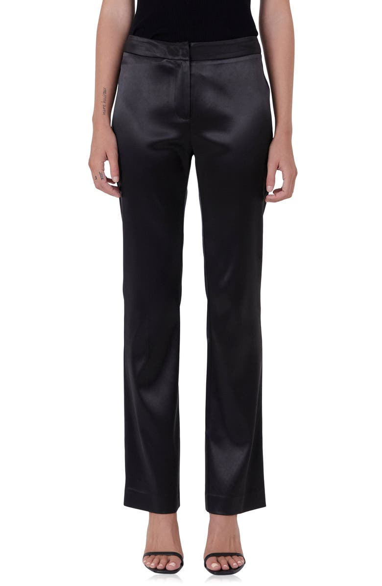 Endless Rose Mid Rise Flared Satin Trousers, Alternate, color, 