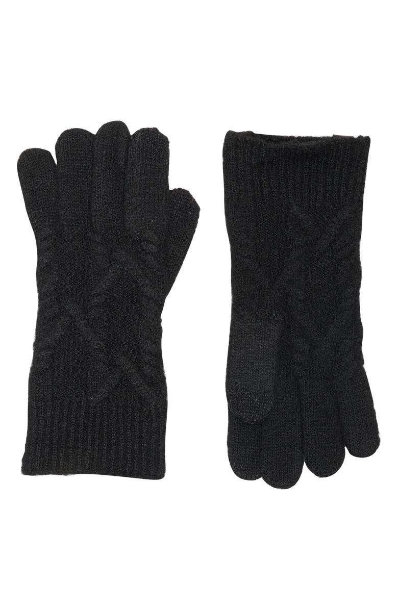 AllSaints Cable Knit Gloves, Main, color, Black