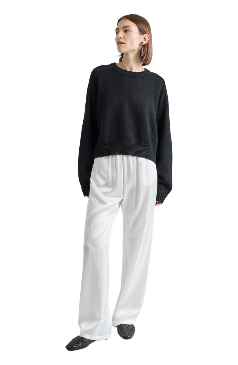 Almina Concept Cropped Wool Sweater, Alternate, color, Black