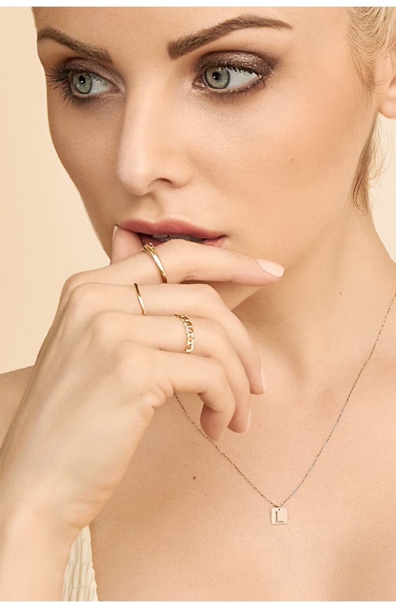 Oradina 14K Yellow Gold Dainty Curb Link Ring, Alternate, color, Yellow Gold