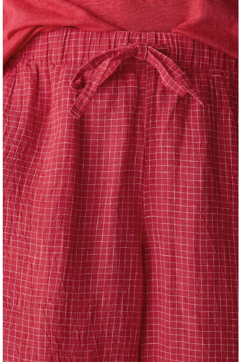 Windowpane Check Wide Leg Ankle Pants, Alternate, color, GRENADINE