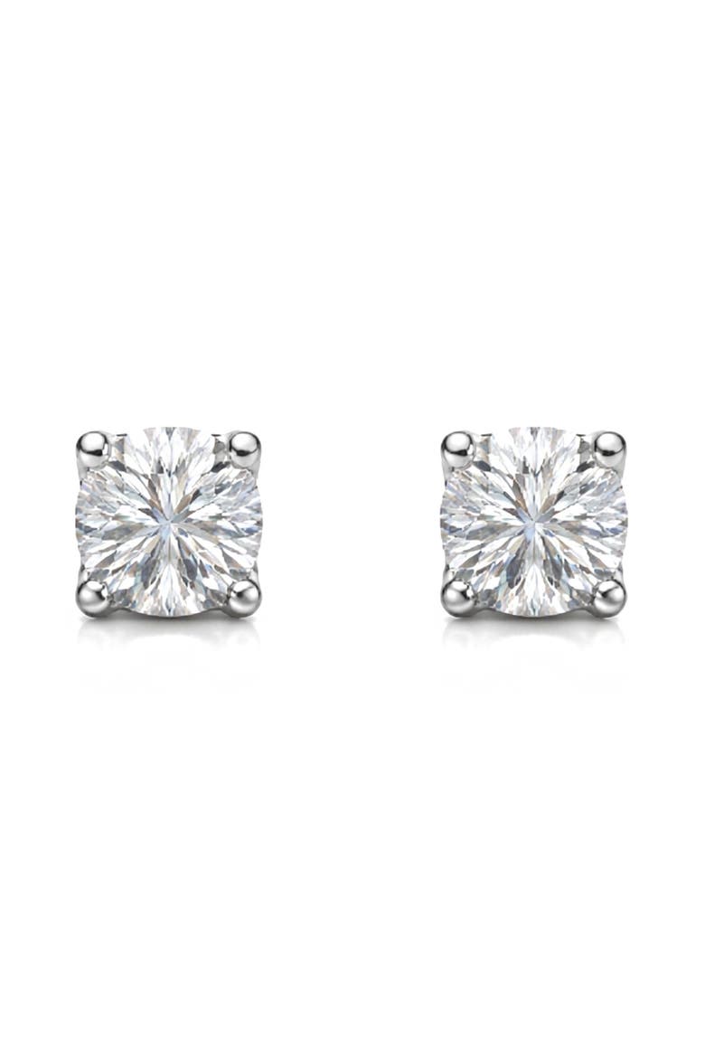 Moissanite Stud Earrings, Main, color, SILVER PLATED