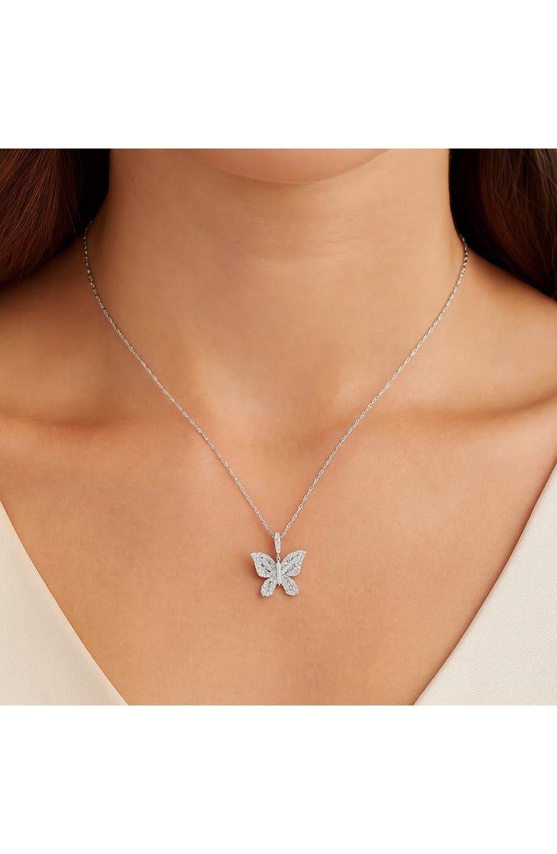 Donatello Gian Sterling Silver Moissanite Butterfly Pendant Necklace, Alternate, color, Silver