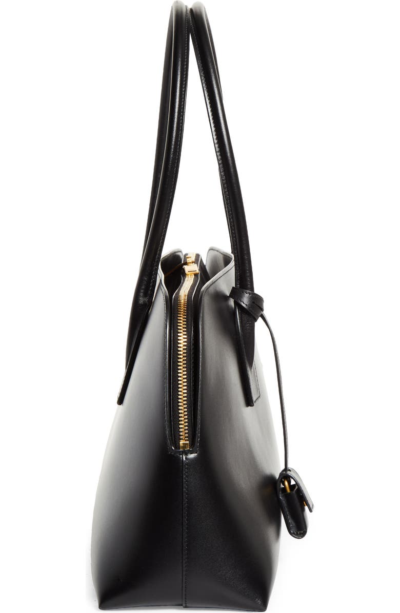 Saint Laurent Large Sac de Jour Leather Bowling Bag, Alternate, color, Noir