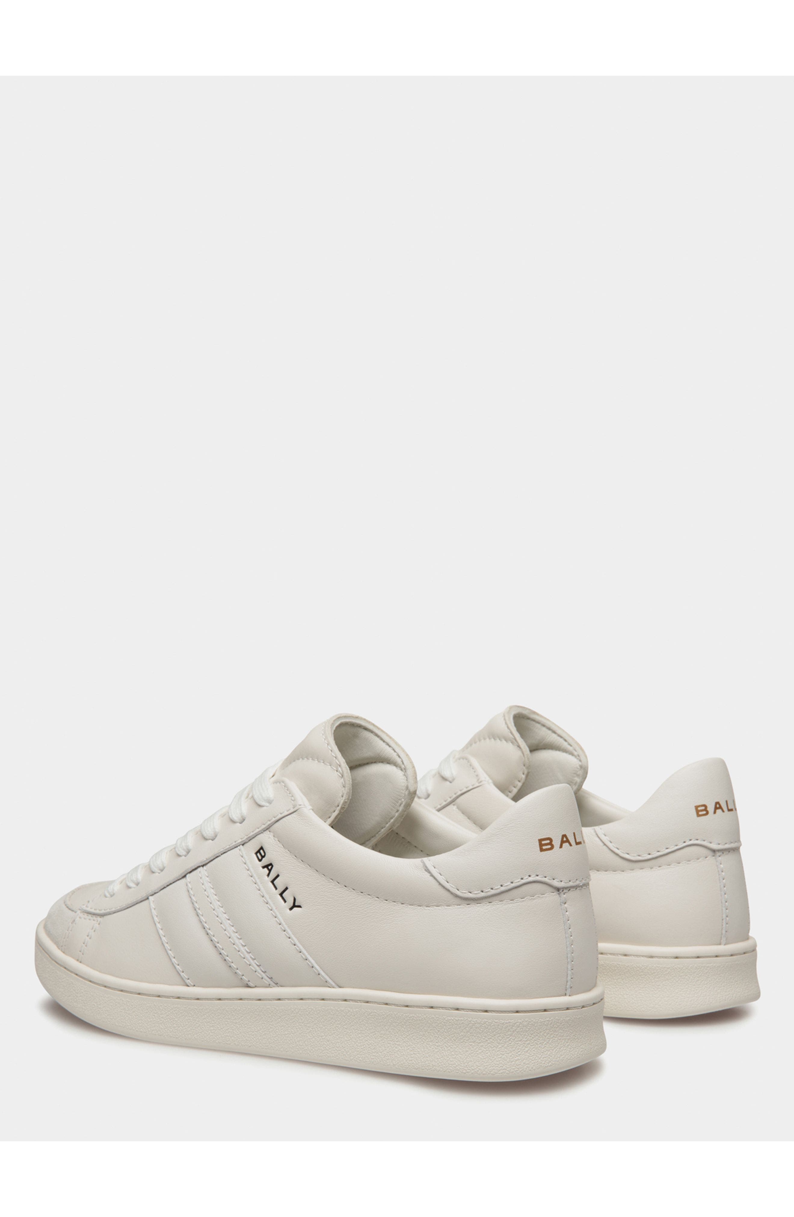 Bally Tennis Sneaker in Plain Calf Leather, Alternate, color, White