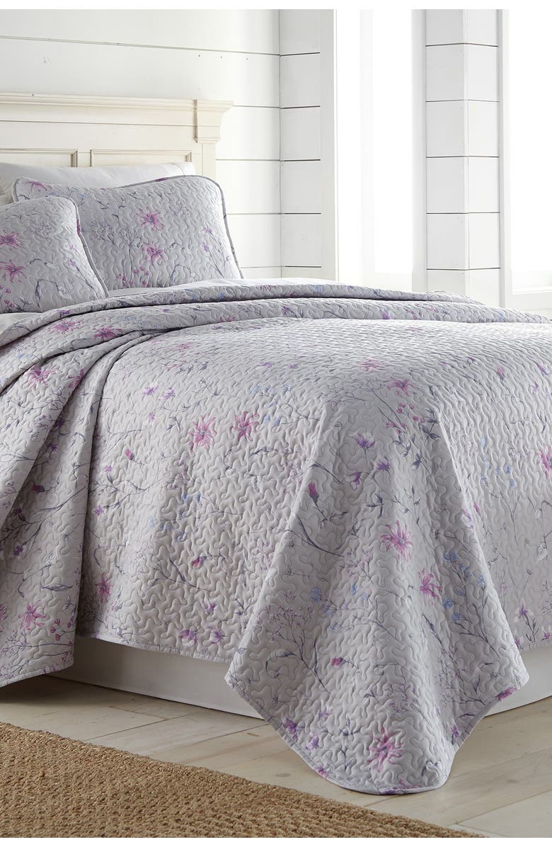 SOUTHSHORE FINE LINENS Luxury Premium Floral Collection Quilt Cover Set, Main, color, Grey