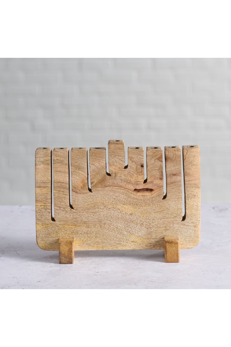 Modern Mango Wood Menorah, Alternate, color, Natural