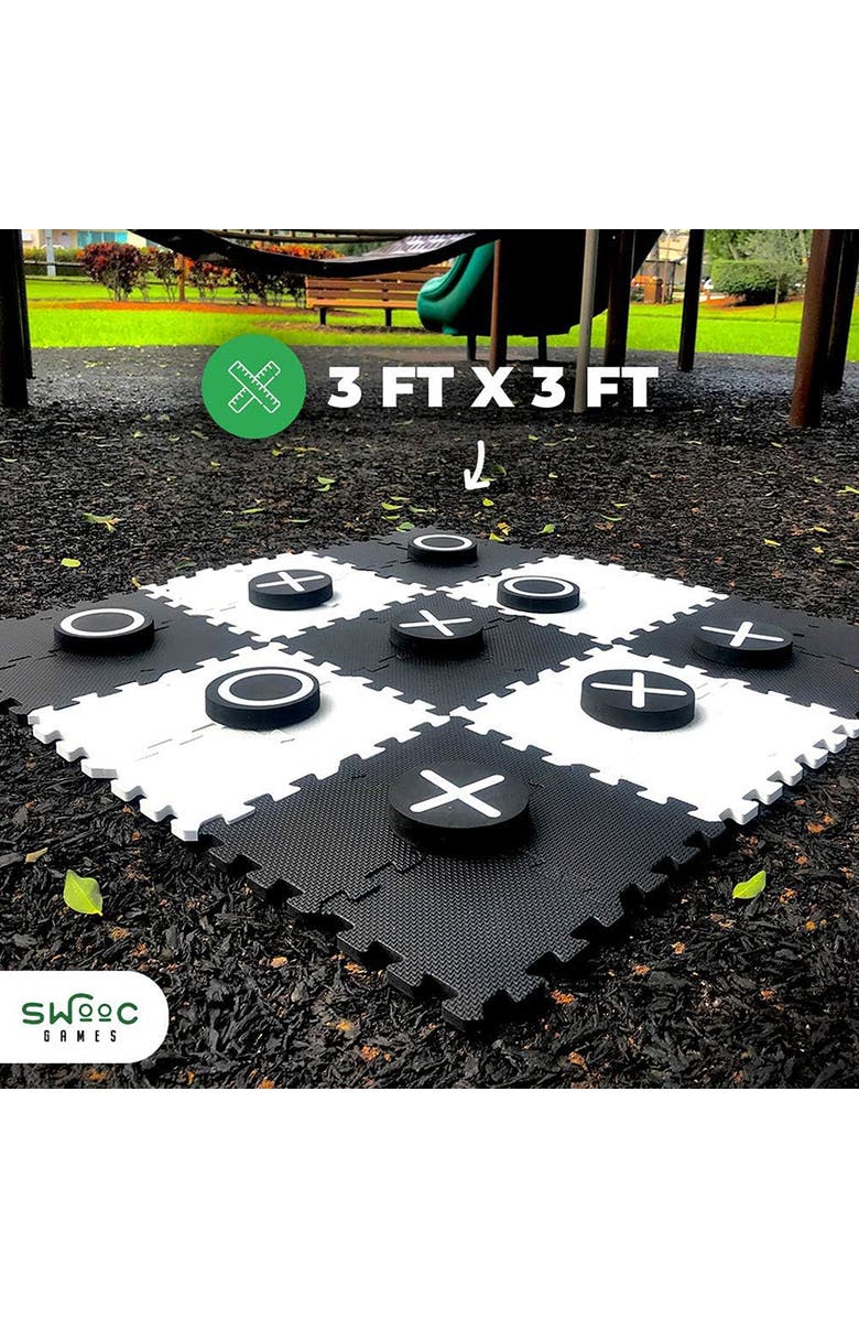 Swooc Games 2-in-1 Premium Giant Checkers & Tic Tac Toe Game, Alternate, color, Black, White