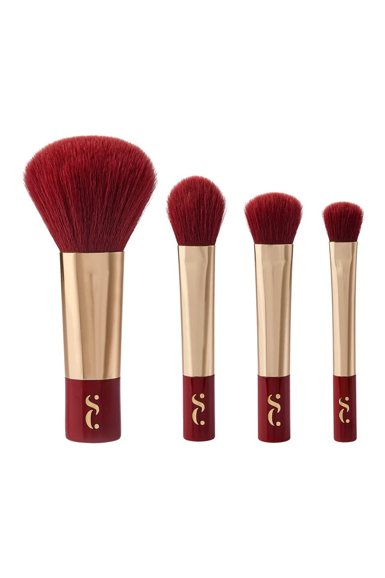 Very Cherry 4-Piece Mini Makeup Brush Set, Main, color, RED