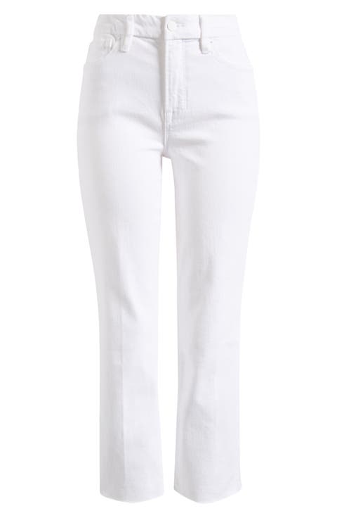 Good Straight High Waist Raw Hem Straight Leg Jeans (White 037) (Regular & Plus Size)