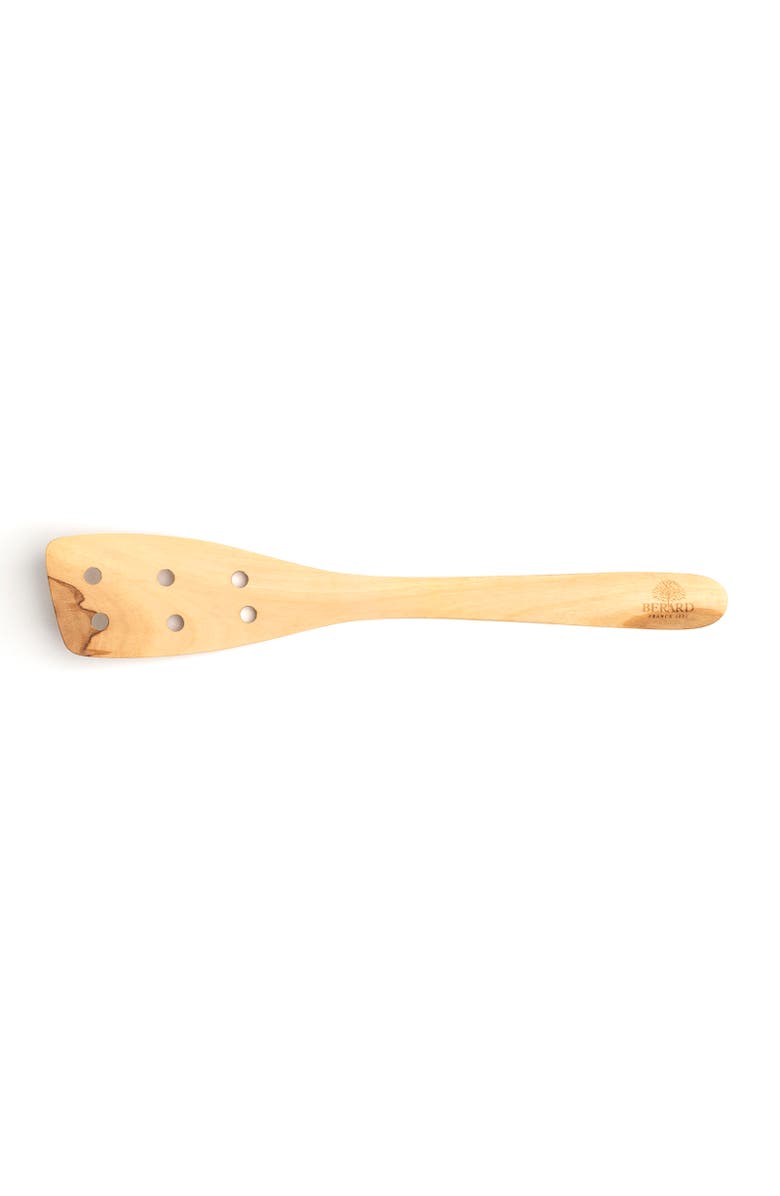 Berard Contour Olive Wood Curved Slotted Spatula, 12-Inch, Alternate, color, Brown