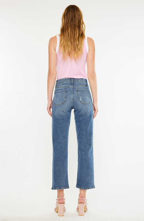 Kancan Jordana Essentials High Rise True Straight Jeans In Blue