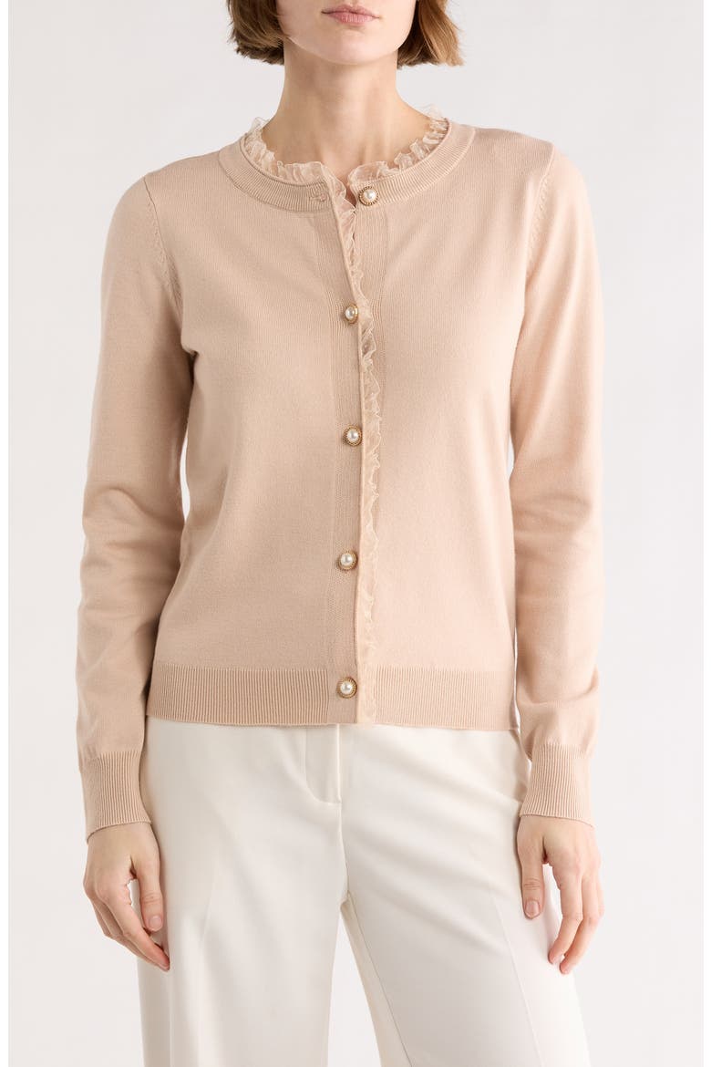 Alma Ruffle Cardigan, Main, color, SHIFTING SAND