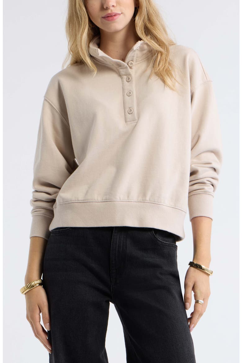 Funnel Neck Henley Sweatshirt, Main, color, GREY CHATEAU