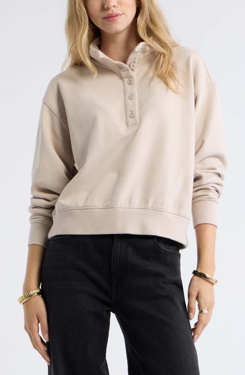 Funnel Neck Henley Sweatshirt