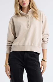 Treasure & Bond Funnel Neck Henley Sweatshirt