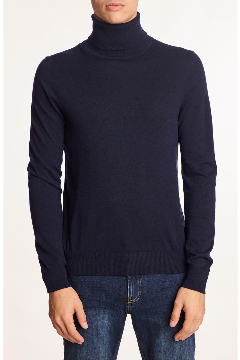 Fine Gauge Turtleneck Sweater, Main, color, NAVY