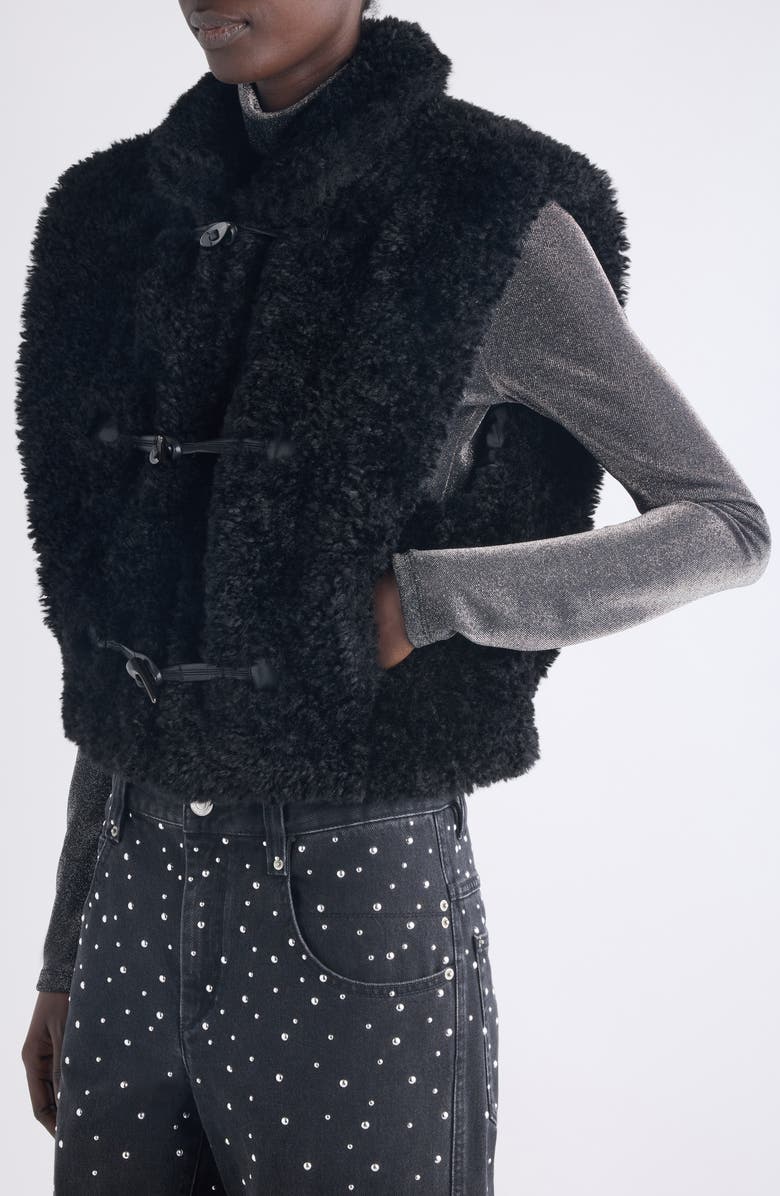 Isabel Marant Étoile Alisa Faux Shearling Vest, Alternate, color, Black