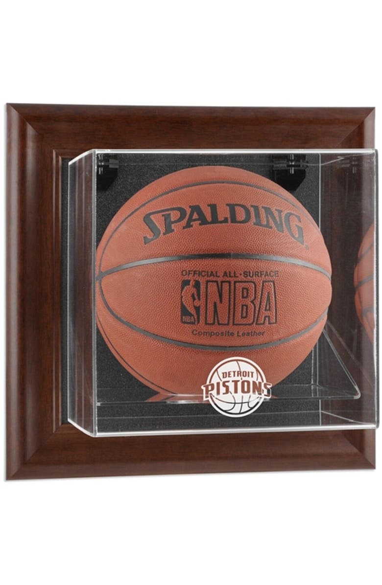 FANATICS AUTHENTIC Detroit Pistons (2005-2017) Brown Framed Wall-Mounted Team Logo Basketball Display Case, Main, color, 