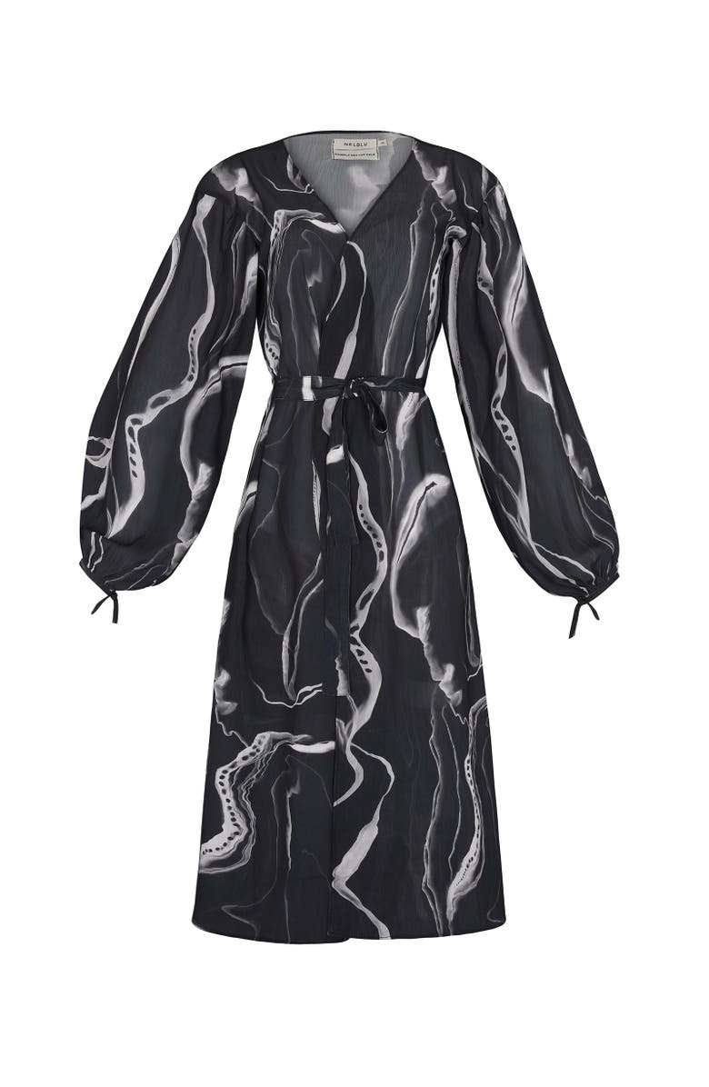 Nelblu Swimwear Marble Wrap Dress, Alternate, color, Print Black