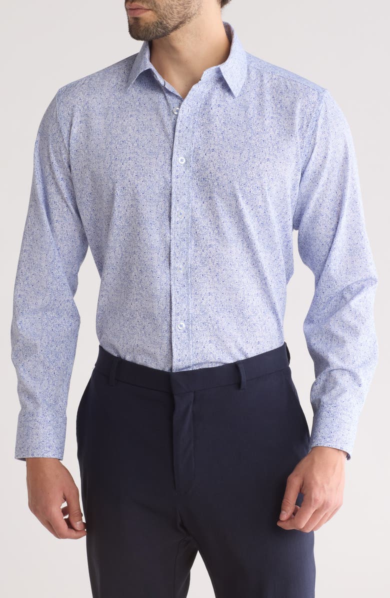 T.R. PREMIUM Printed Long Sleeve Button-Up Shirt, Main, color,