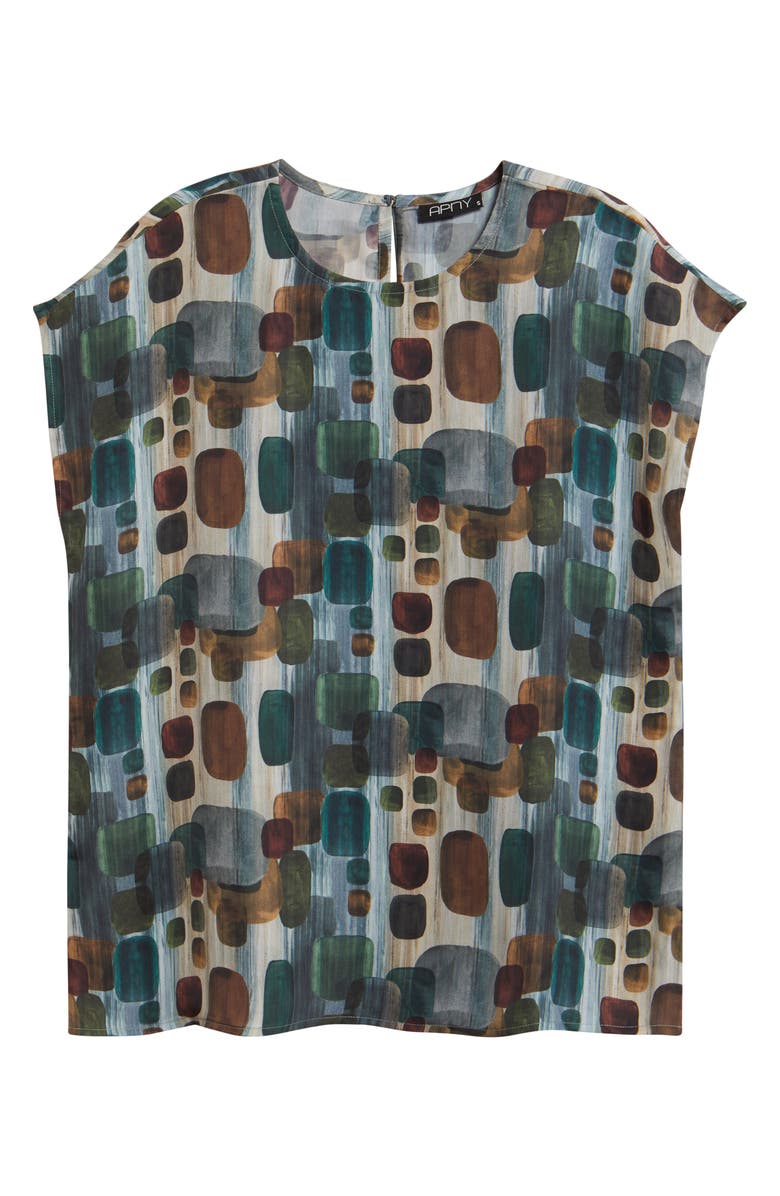 APNY Print Cap Sleeve Shell, Alternate, color, Green Multi