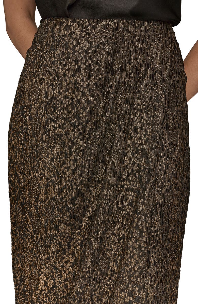Donna Karan New York Metallic Burnout Faux Wrap Skirt, Alternate, color, Black/ Gold