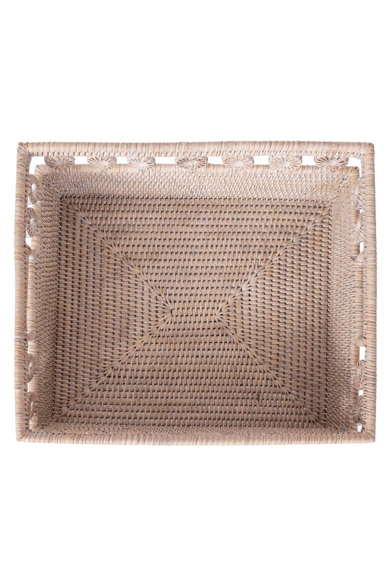 Inna Rattan Rectangle Basket with Cutout Handles, Alternate, color, White Wash