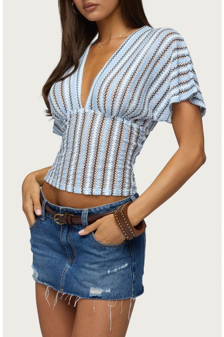 Alwyn Zigzag Flutter Sleeve Top, Alternate, color, LIGHT-BLUE