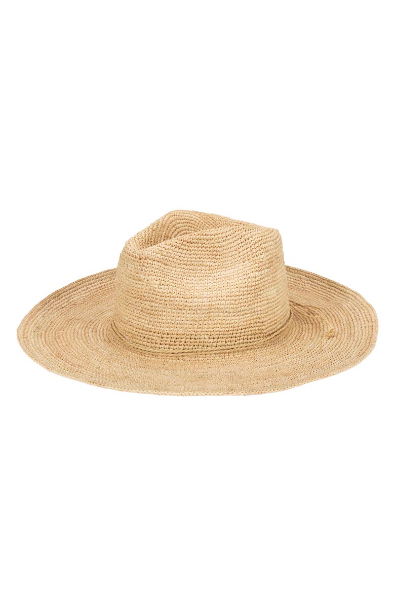 San Diego Hat Marina Crochet Raffia Straw Fedora, Main, color, Natural