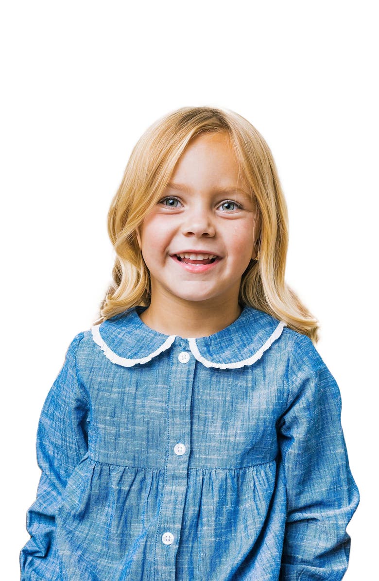 Hope & Henry Girls' Organic Button Front Chambray Dress, Toddler, Alternate, color,